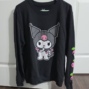 Sanrio Kuromi Black Sweatshirt with Pink Accents and Green Details